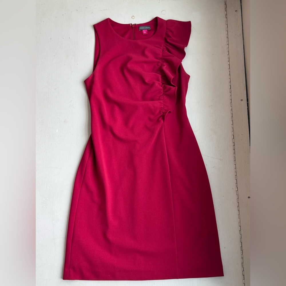 Vince Camuto Asymmetrical Ruffle Dress in Vibrant Red